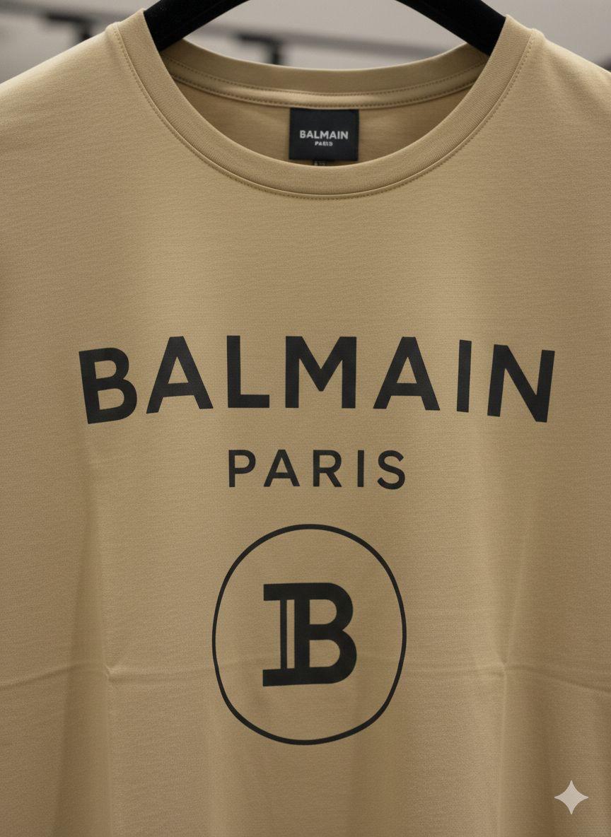 Balmain Beige Tee – Fabric Zoom Detail	