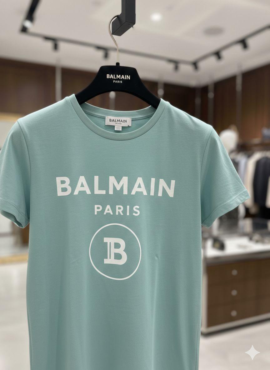 Balmain Sky Blue Tee – Fabric Zoom Detail	