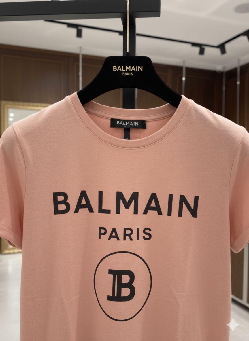 Balmain Pink Tee – Fabric Zoom Detail	