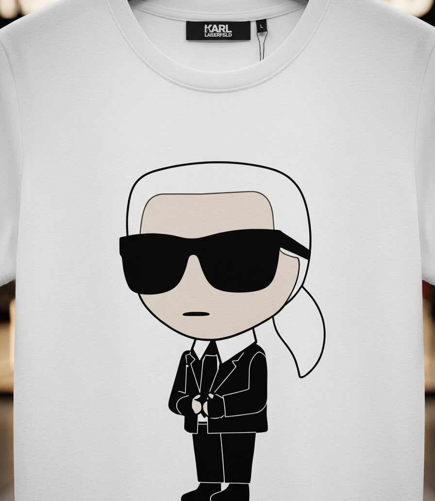 Karl Lagerfeld Women's Cotton Peach Tee in White – Product Shot	