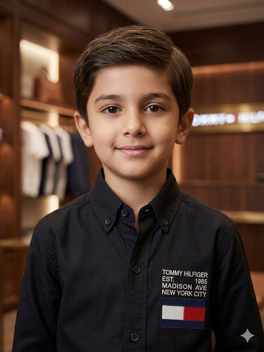 Tommy Hilfiger Kids Black Shirt – Fabric Close-up	