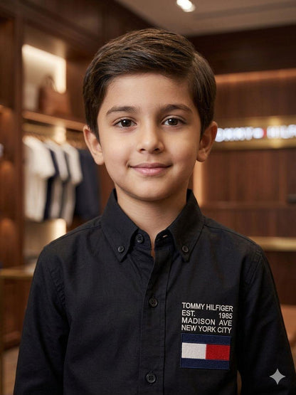 Tommy Hilfiger Kids Black Shirt – Fabric Close-up	