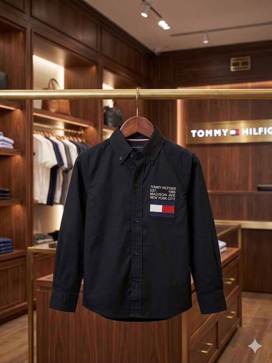 Tommy Hilfiger Kids Premium Cotton Shirt in Black	