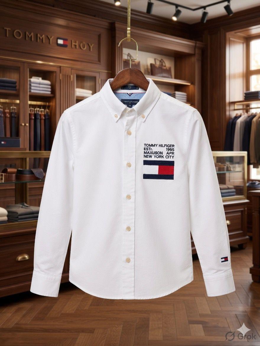 Tommy Hilfiger Kids Premium Cotton Shirt in White
