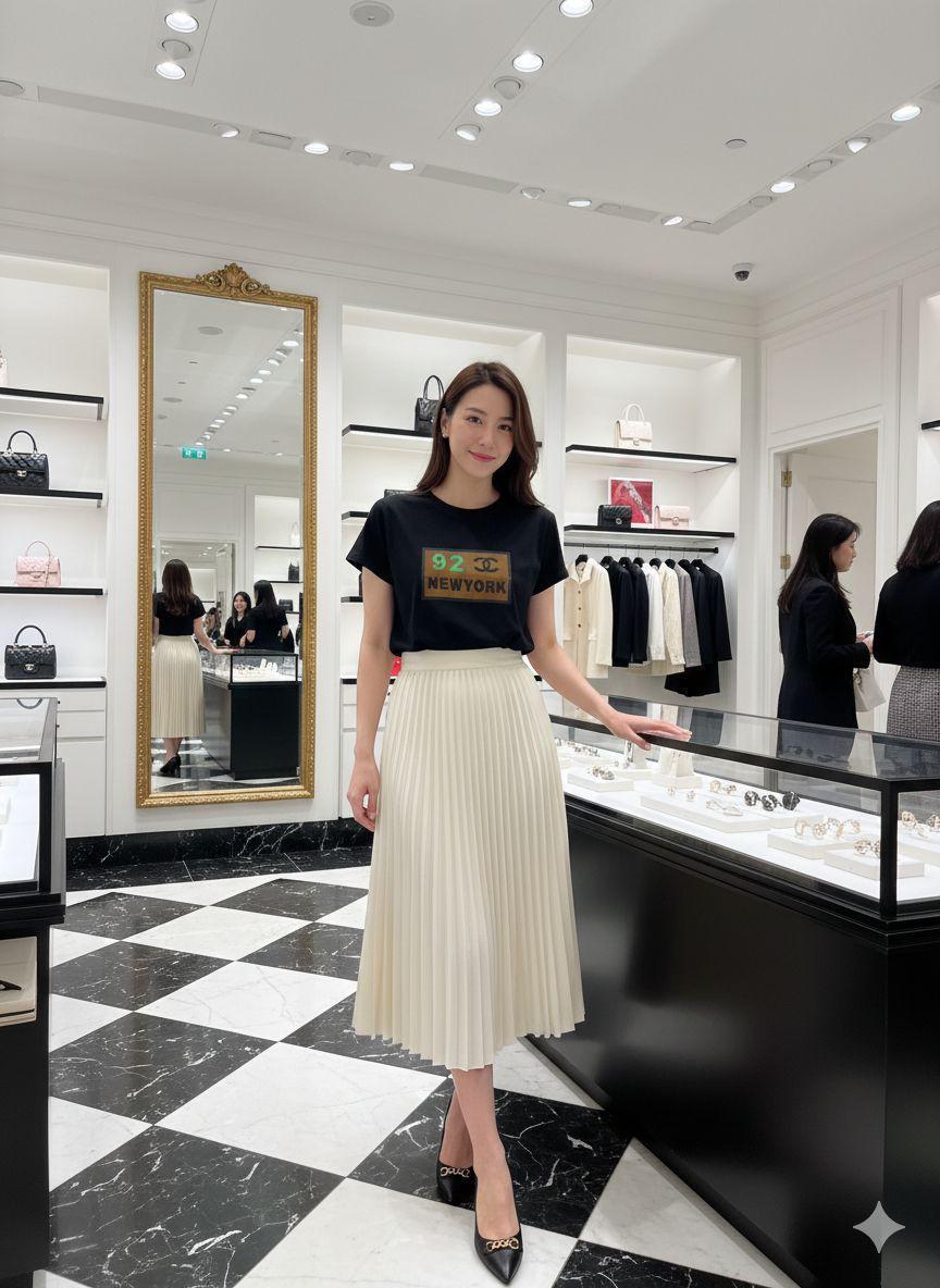 Premium Chanel black casual T-shirt for women
