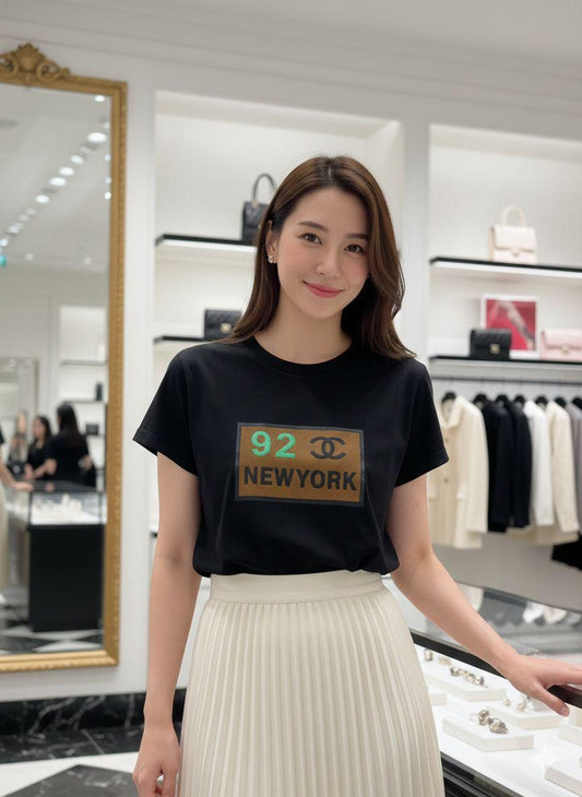 Chanel black designer-inspired ladies cotton tee
