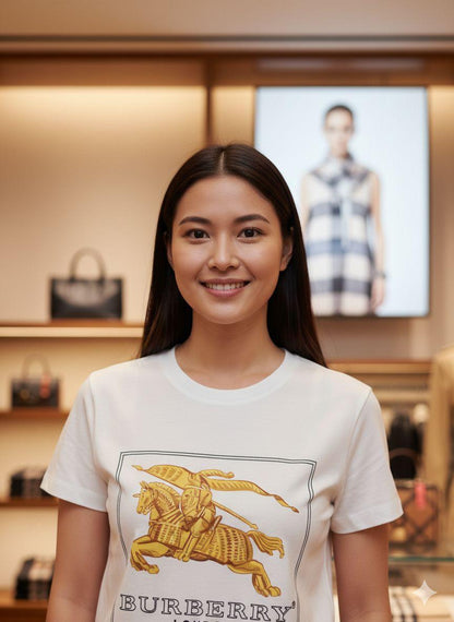 Burberry white designer-inspired ladies cotton tee
