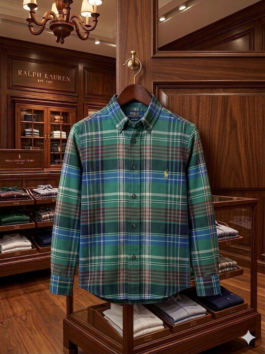 Ralph Lauren Kids Embroidered Oxford Shirt in Green
