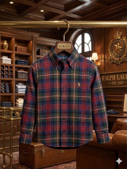 Ralph Lauren Kids Embroidered Oxford Shirt in Wine
