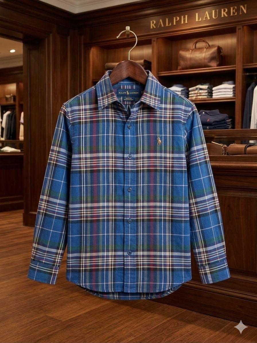 Ralph Lauren Kids Embroidered Oxford Shirt in Blue
