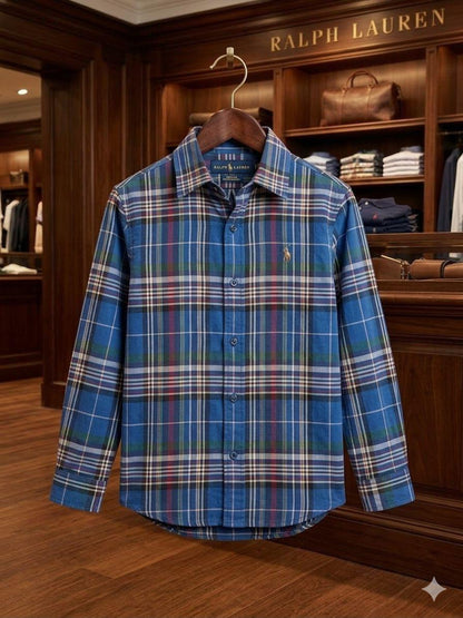 Ralph Lauren Kids Embroidered Oxford Shirt in Blue
