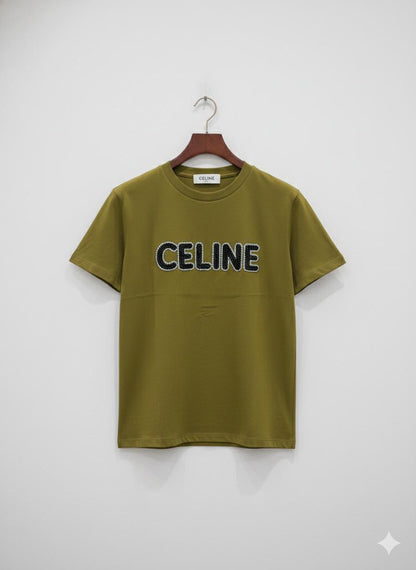 Celine green premium Italian cotton T-shirt for women
