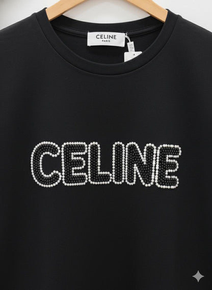Women's Celine black regular fit luxury T-shirt
