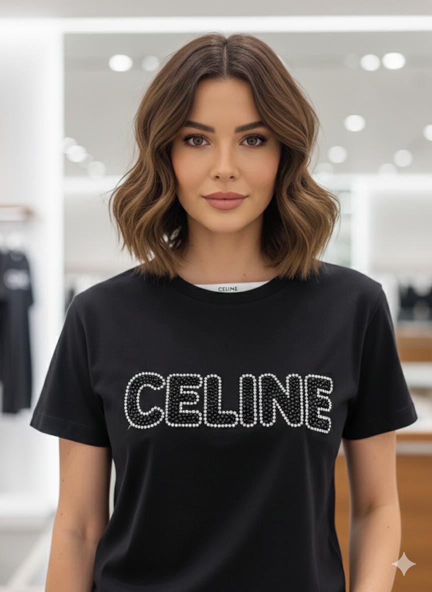 Celine black designer-inspired ladies cotton tee
