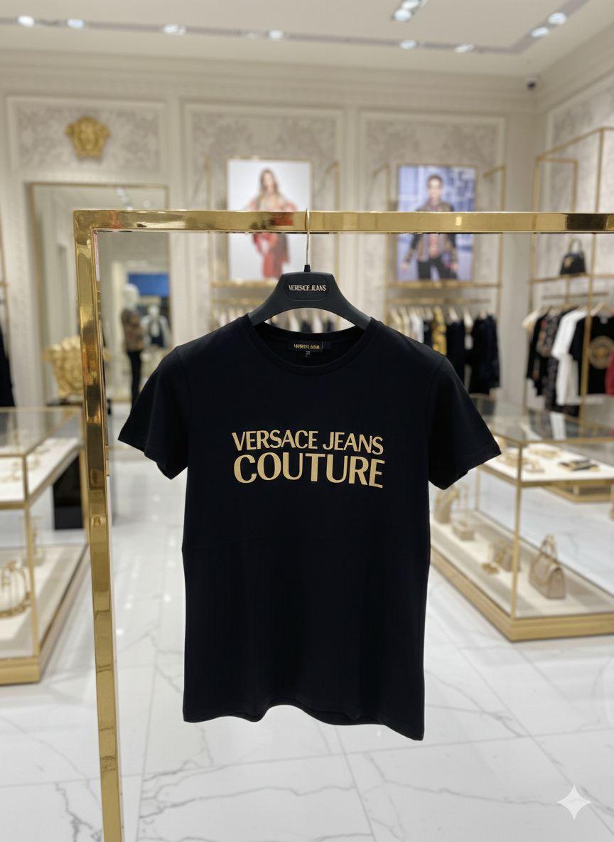 Versace black premium Italian cotton T-shirt for women
