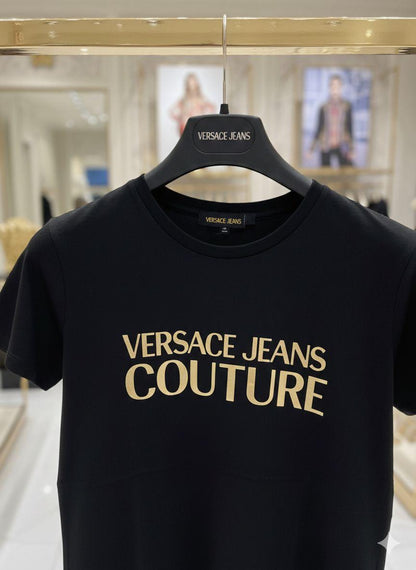 Women's Versace black regular fit luxury T-shirt
