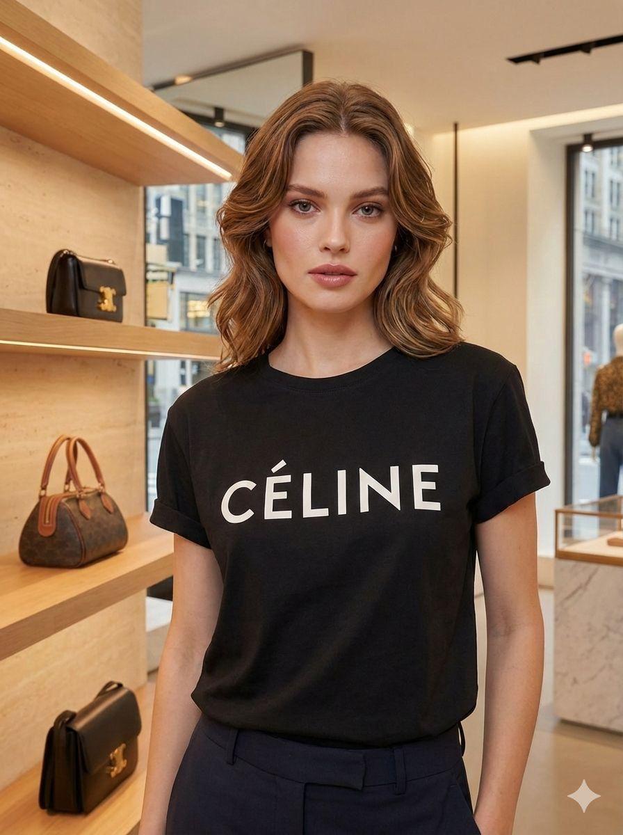 Celine black designer-inspired ladies cotton tee

