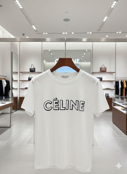 Celine white premium Italian cotton T-shirt for women
