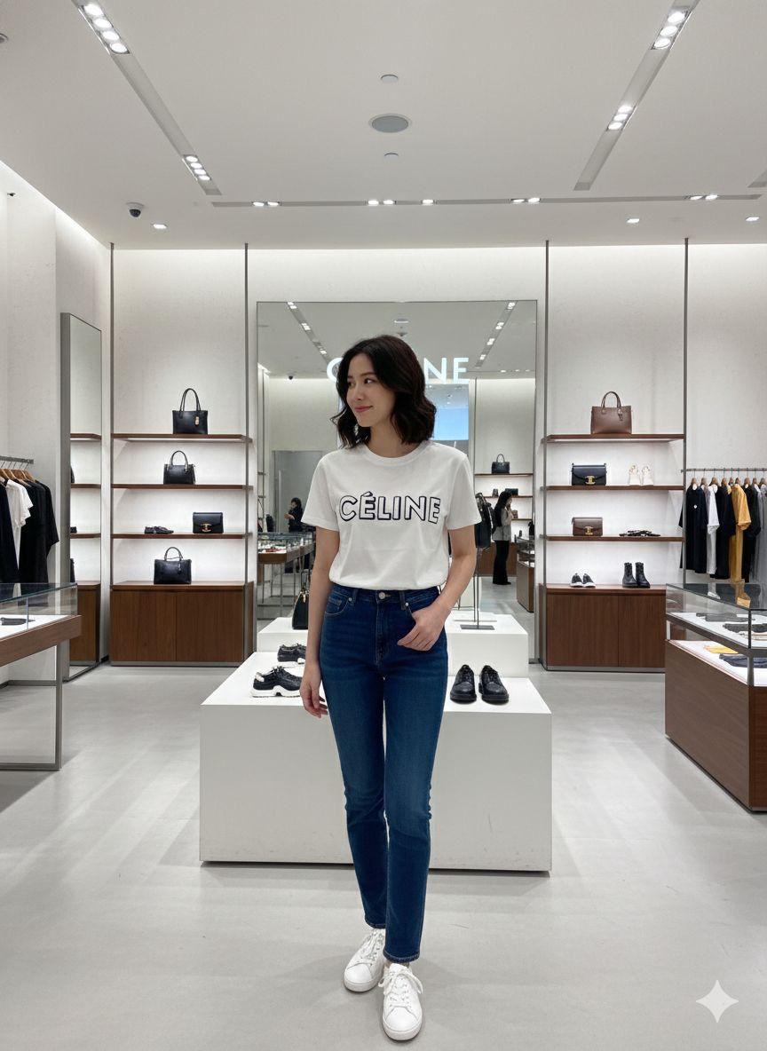 Premium Celine white casual T-shirt for women
