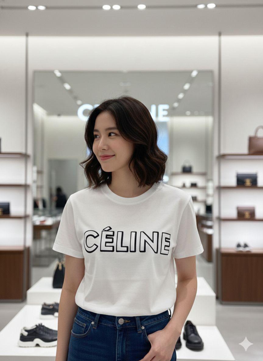 Celine white designer-inspired ladies cotton tee
