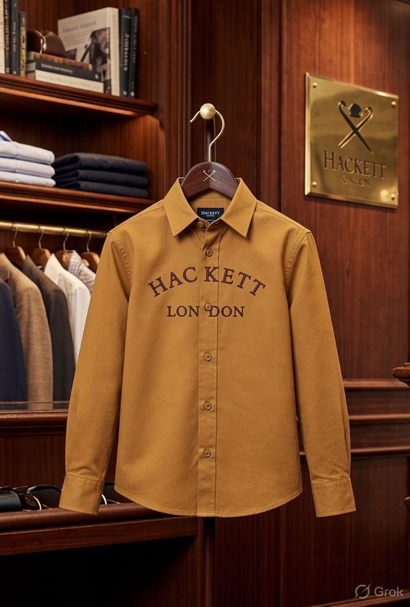 Hackett Kids Premium Oxford Shirt in Camel Brown