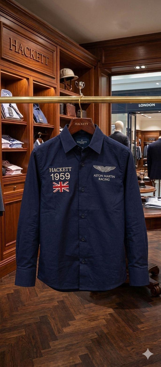 Hackett Kids Premium Oxford Shirt in Navy
