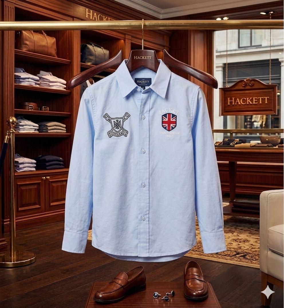 Hackett Kids Premium Oxford Shirt in Sky Blue
