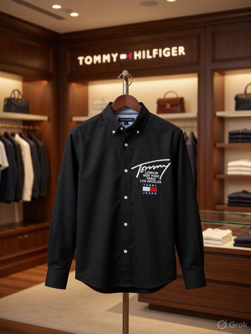 Tommy Hilfiger Kids Embroidered Oxford Shirt in Black
