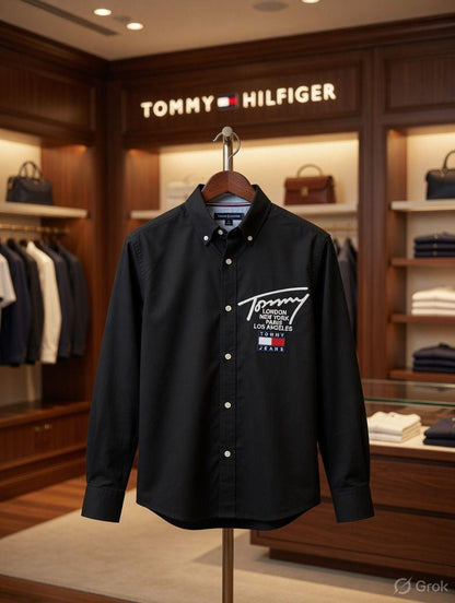 Tommy Hilfiger Kids Embroidered Oxford Shirt in Black
