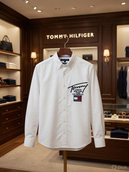 Tommy Hilfiger Kids Embroidered Oxford Shirt in White
