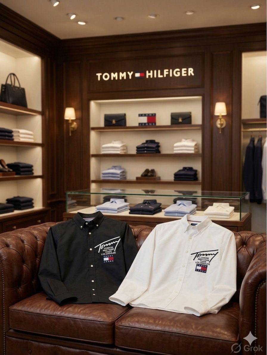 Tommy Hilfiger Kids Oxford Shirts – White & Black Combo
