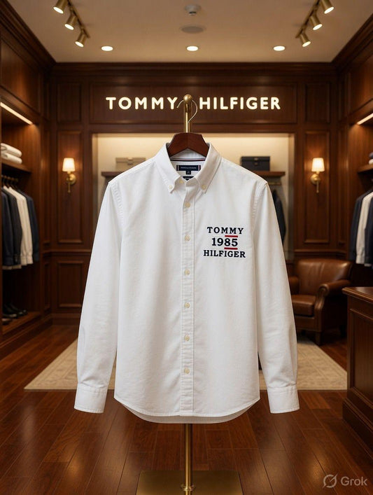 Tommy Hilfiger Kids Embroidered Oxford Shirt in White
