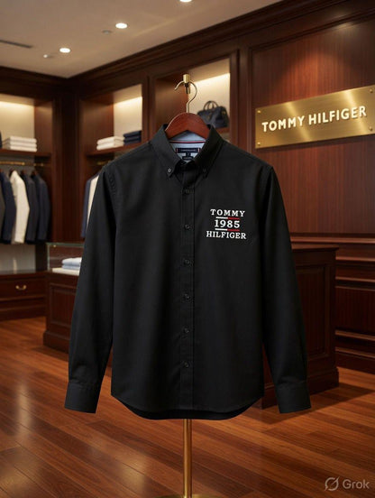 Tommy Hilfiger Kids Embroidered Oxford Shirt in Black
