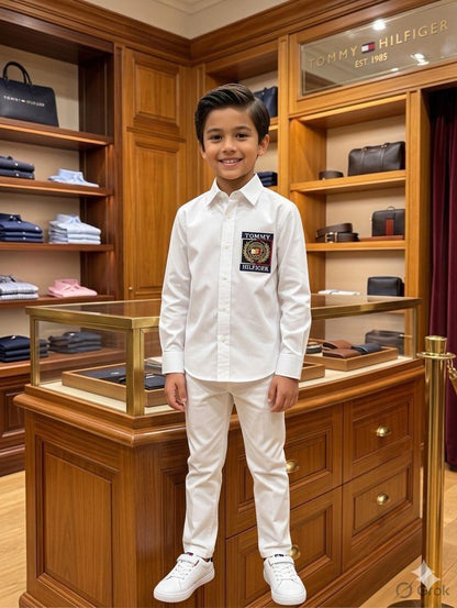 Tommy Hilfiger Kids White Shirt – Fabric Close-up
