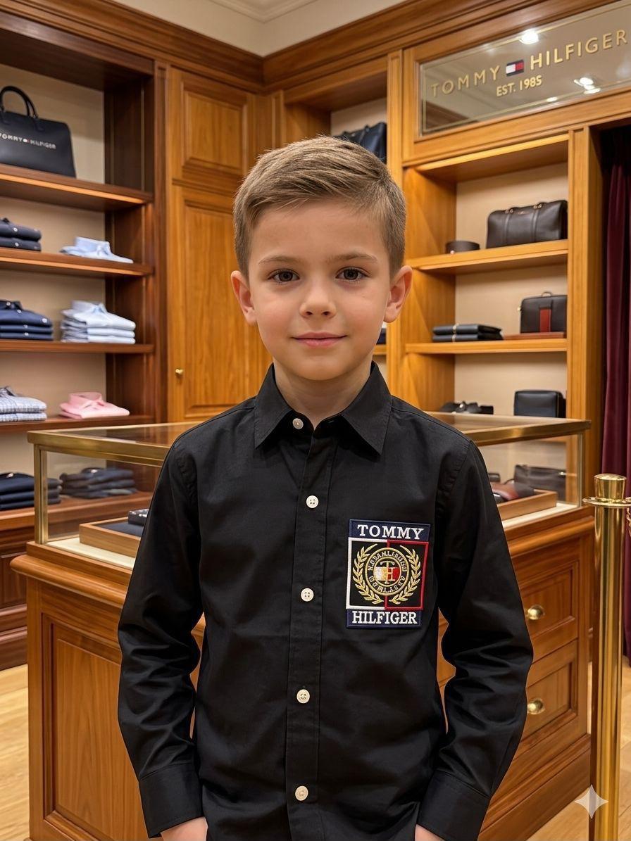 Tommy Hilfiger Kids Black Shirt – Fabric Close-up
