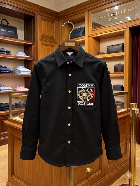 Tommy Hilfiger Kids Premium Cotton Shirt in Black	