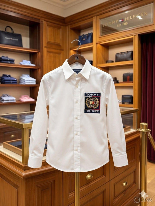 Tommy Hilfiger Kids Premium Cotton Shirt in White	