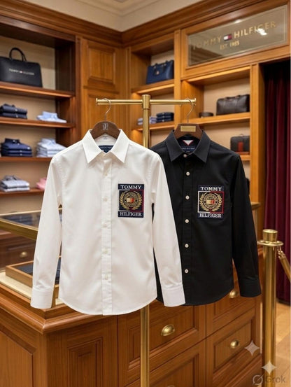 Tommy Hilfiger Kids Cotton Shirts – White & Black Collection