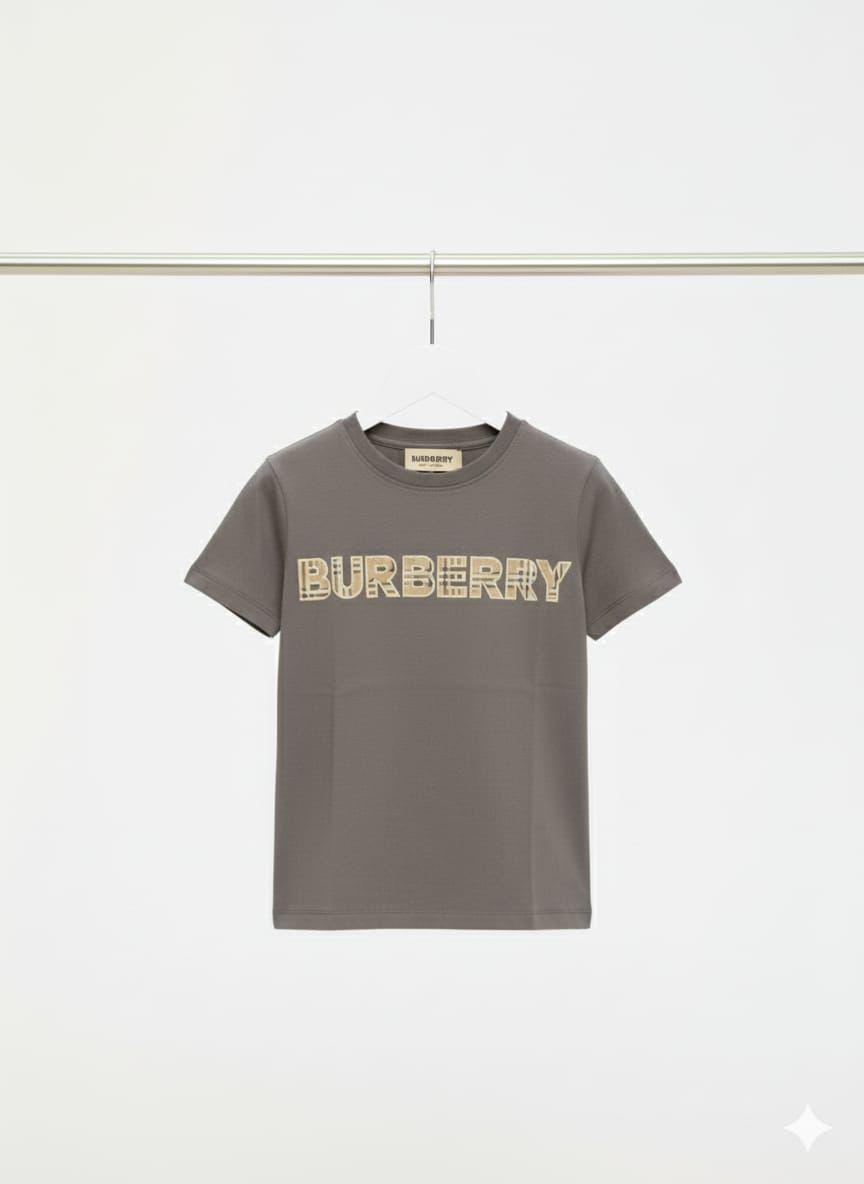 Burberry Kids Cotton Tee in Grey – Front View	