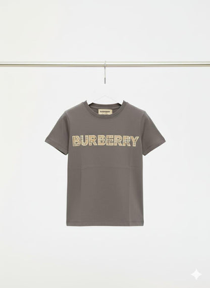 Burberry Kids Cotton Tee in Grey – Front View	