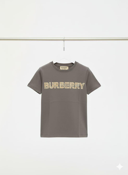 Burberry Kids Cotton Tee in Grey – Front View	