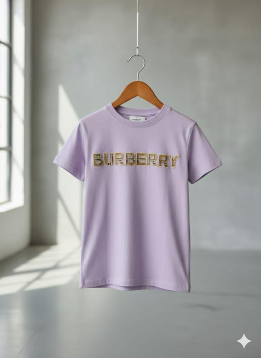 Burberry Kids Cotton Tee in Lilac – Front View	