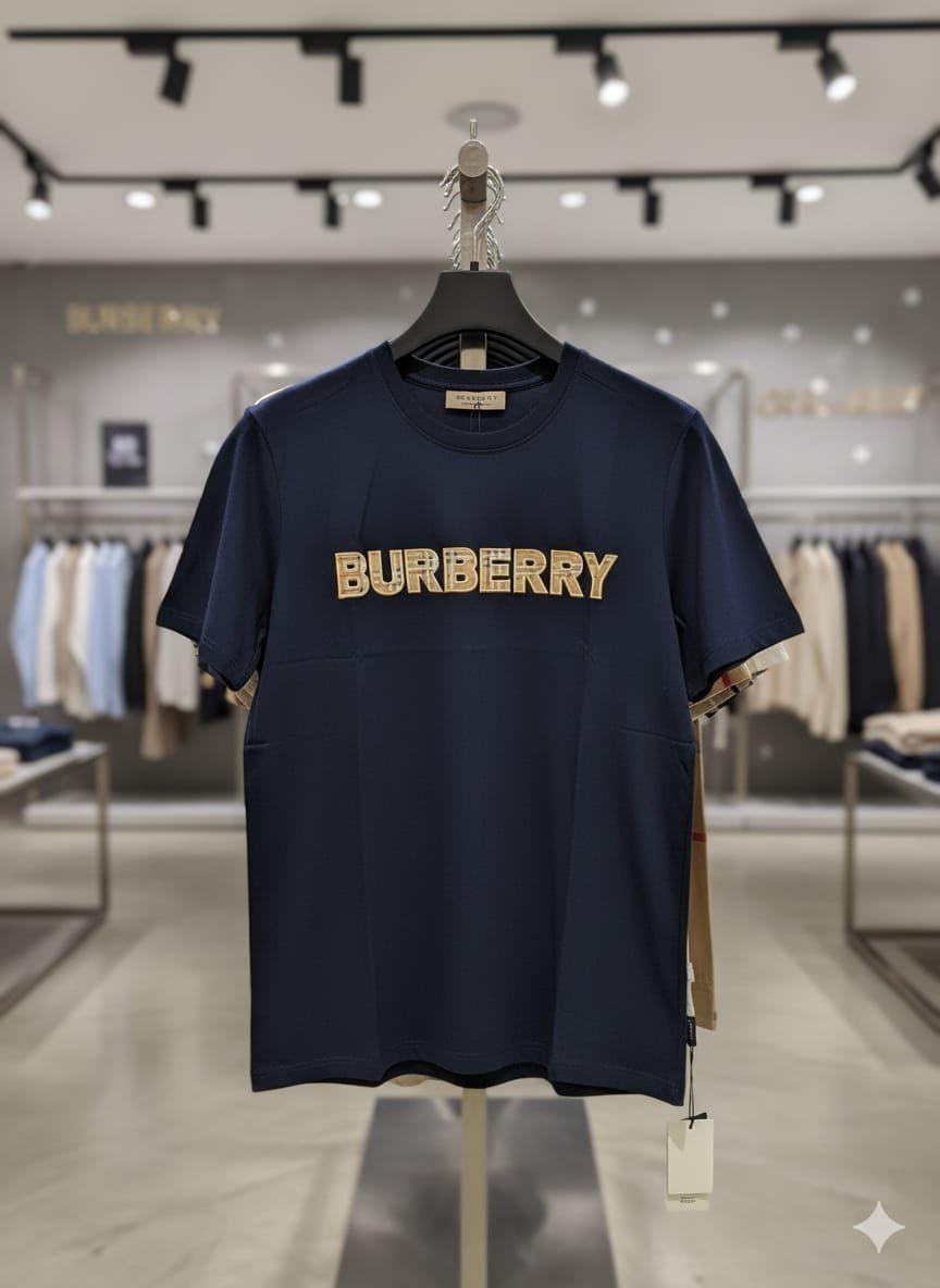 Burberry Kids Cotton Tee in Navy Blue – Front View	