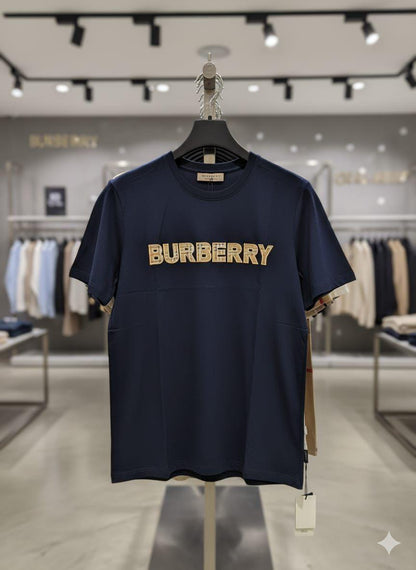 Burberry Kids Cotton Tee in Navy Blue – Front View	