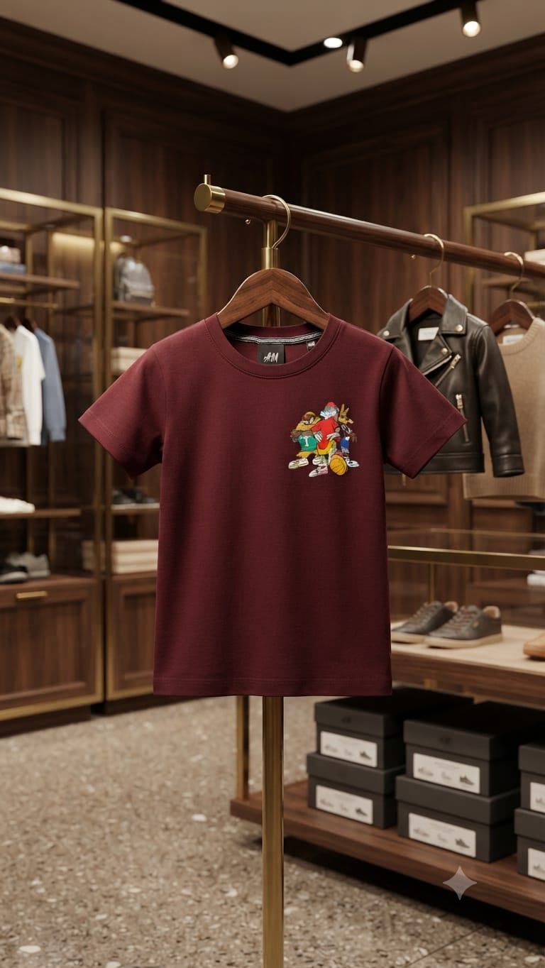 H&M Kids Premium Cotton Tee in Wine
