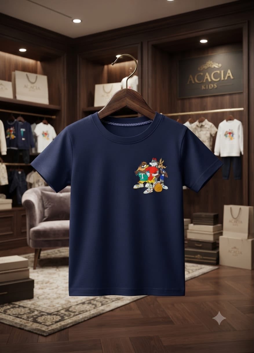H&M Kids Premium Cotton Tee in Navy Blue
