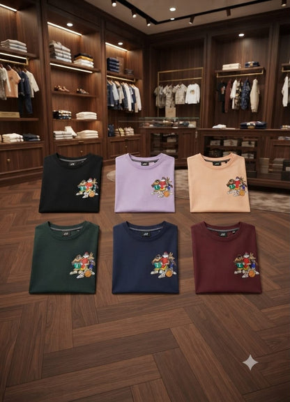 H&M Kids Cotton Tees – Green, Wine, Black, Navy, Lilac & Cream Collection
