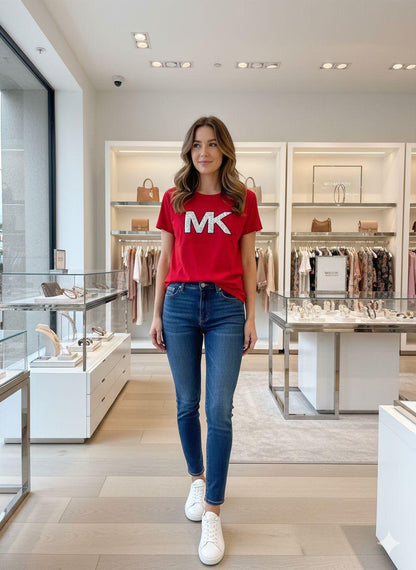 Premium Michael Kors red casual T-shirt for women
