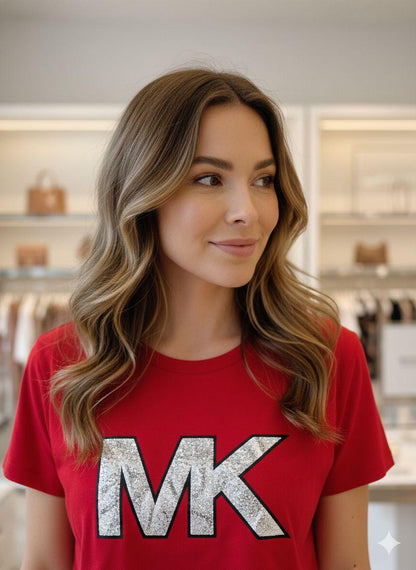 Michael Kors red premium stone work T-shirt for women
