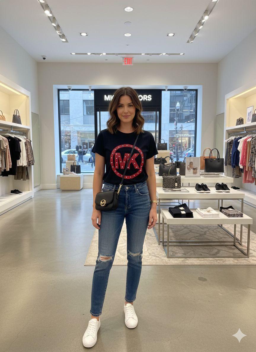 Premium Michael Kors navy blue casual T-shirt for women
